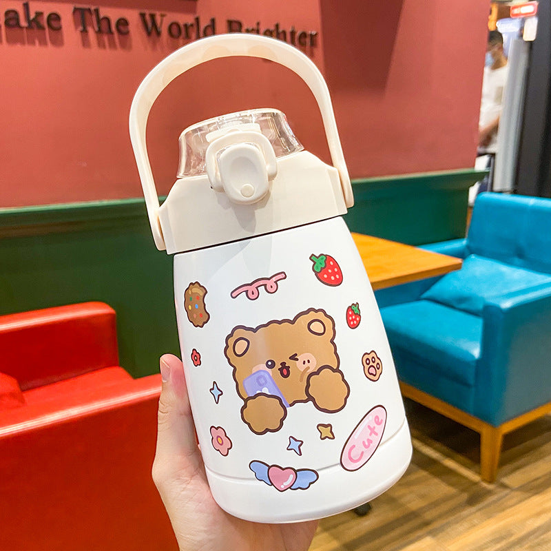 High-value Net Celebrity Large-capacity Big Belly Vacuum Flask Cute Cartoon