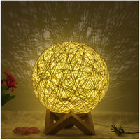 Hot Selling Creative Linen Table Lamp Novel and Unique LED Intelligent USB7 Color RGB16 Color Remote Control Rattan Ball Lamp - One Red Hill