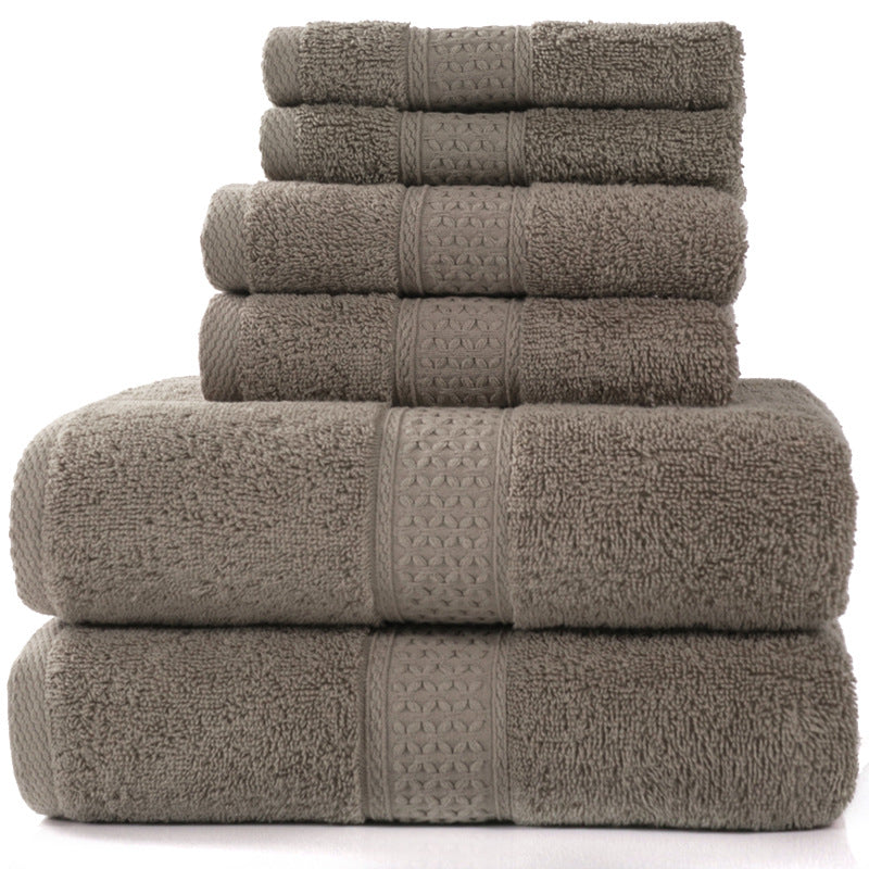 Home Simple Cotton Absorbent Towel Bath Towel 6-Piece Set - One Red Hill