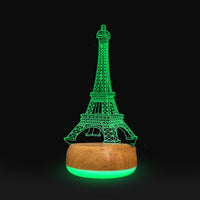 3D Lamp Wood Grain Bottom Glow Colorful Touch Remote Control - One Red Hill