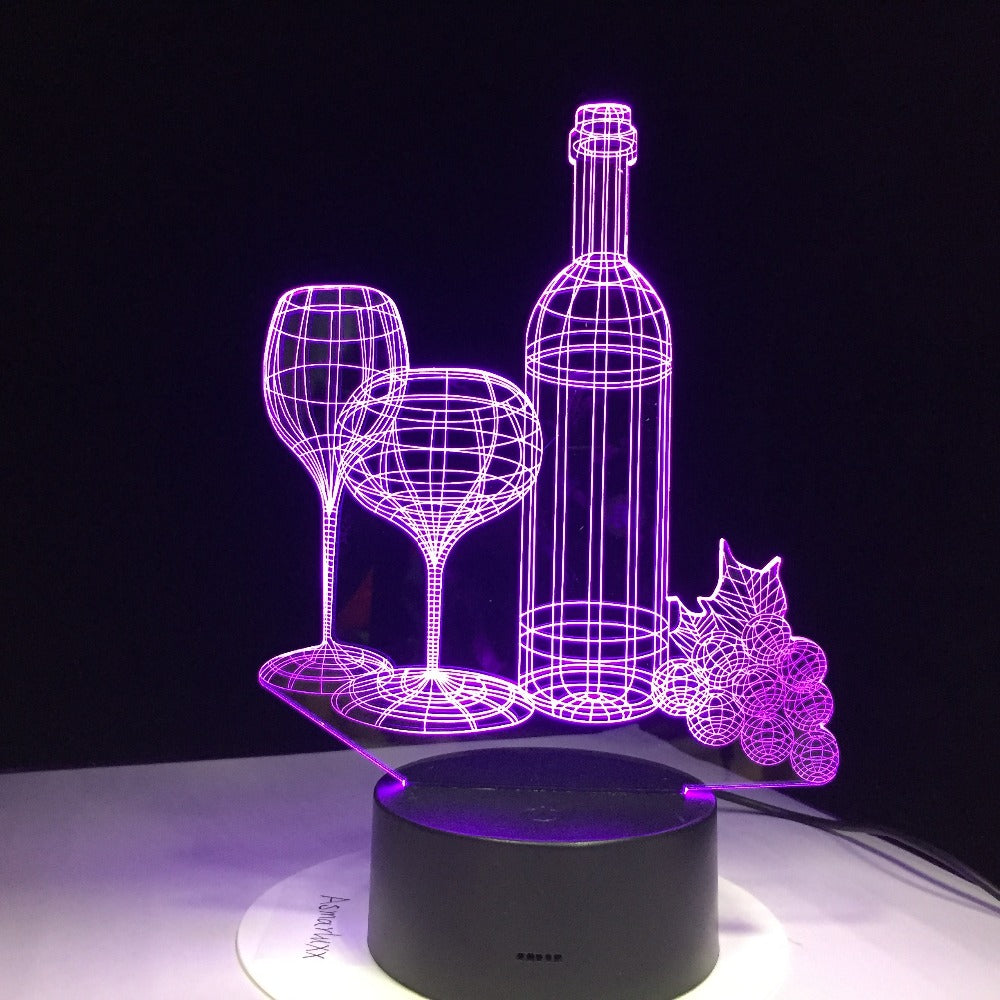 Wine Bottle 3D Night Light Touch Remote Control Home Gifts - One Red Hill