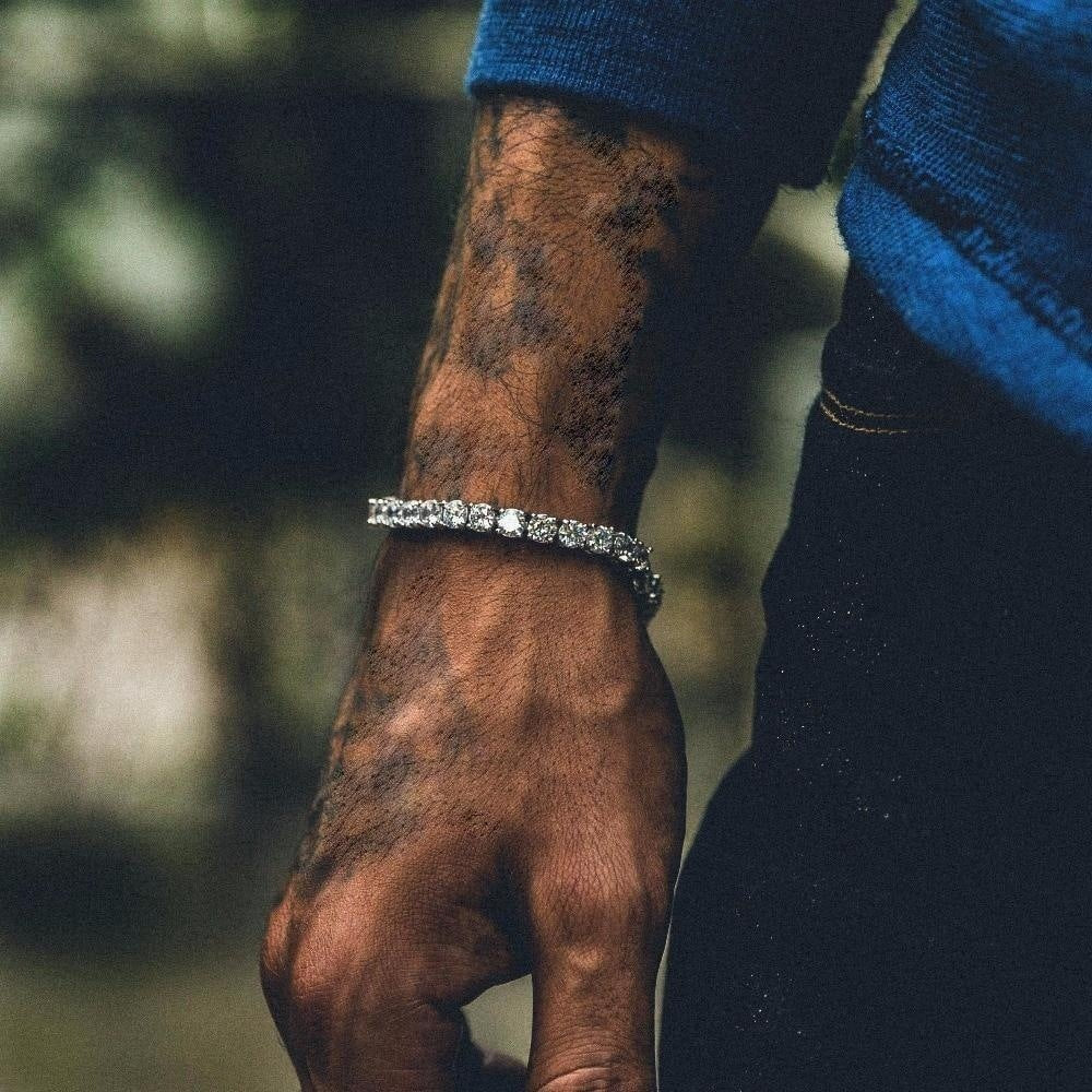 Hip Hop Bracelet Iced Out Single Row Rhinestones Chain Bling Tennis Charm Bracelets Zirconia Bracelets Link Chain Jewelry - One Red Hill