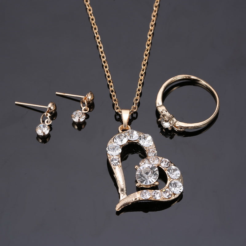 Heart Pendant Jewelry Set Rhinestone Jewellery - One Red Hill