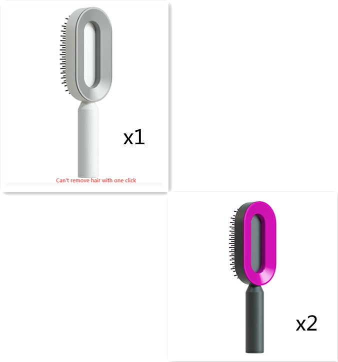 Self Cleaning Hair Brush For Women One-key Cleaning Hair Loss Airbag Massage Scalp Comb Anti-Static Hairbrush - One Red Hill