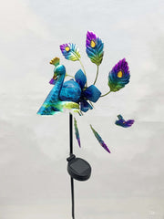 Cross-border Peacock Solar Windmill Garden Decoration Plug-in Iron Windmill