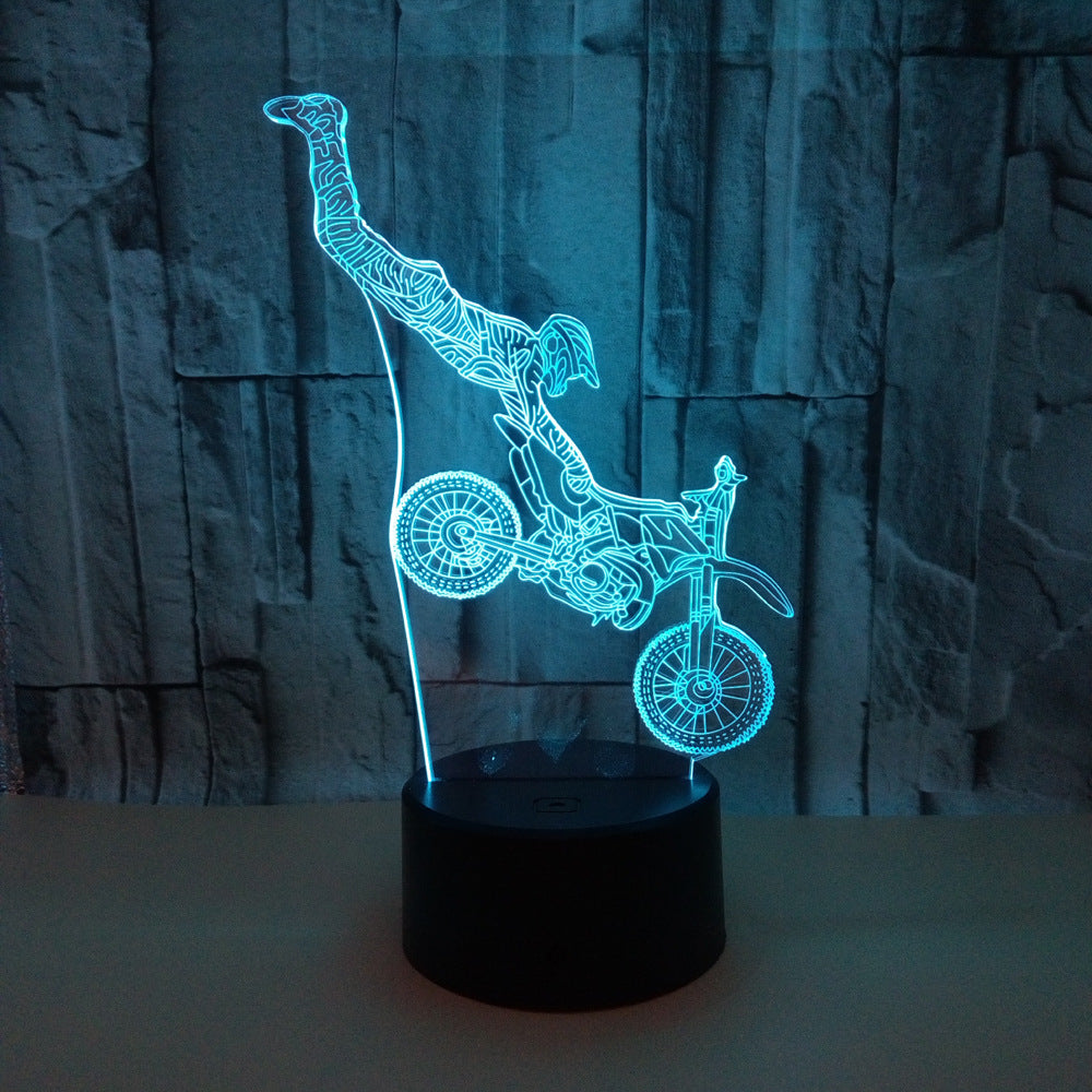 New Stunt Motorcycle 3D Light Colorful Touch Remote Control LED Visual Light