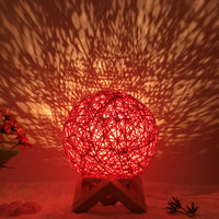 Hot Selling Creative Linen Table Lamp Novel and Unique LED Intelligent USB7 Color RGB16 Color Remote Control Rattan Ball Lamp - One Red Hill
