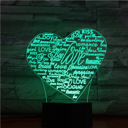 Creative 3D Graffiti Love Smart Remote Control Night Light - One Red Hill