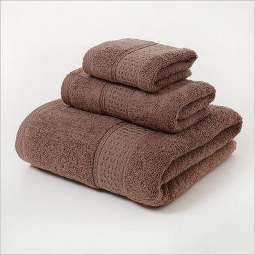 Pure Cotton Plain Broken Covers Long-staple Three-piece Suit Bath Towel - One Red Hill