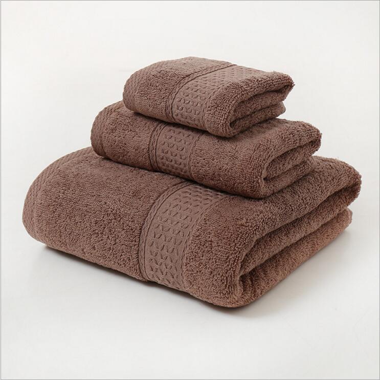 Pure Cotton Plain Broken Covers Long-staple Three-piece Suit Bath Towel - One Red Hill