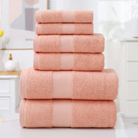 Home Simple Cotton Absorbent Towel Bath Towel 6-Piece Set - One Red Hill