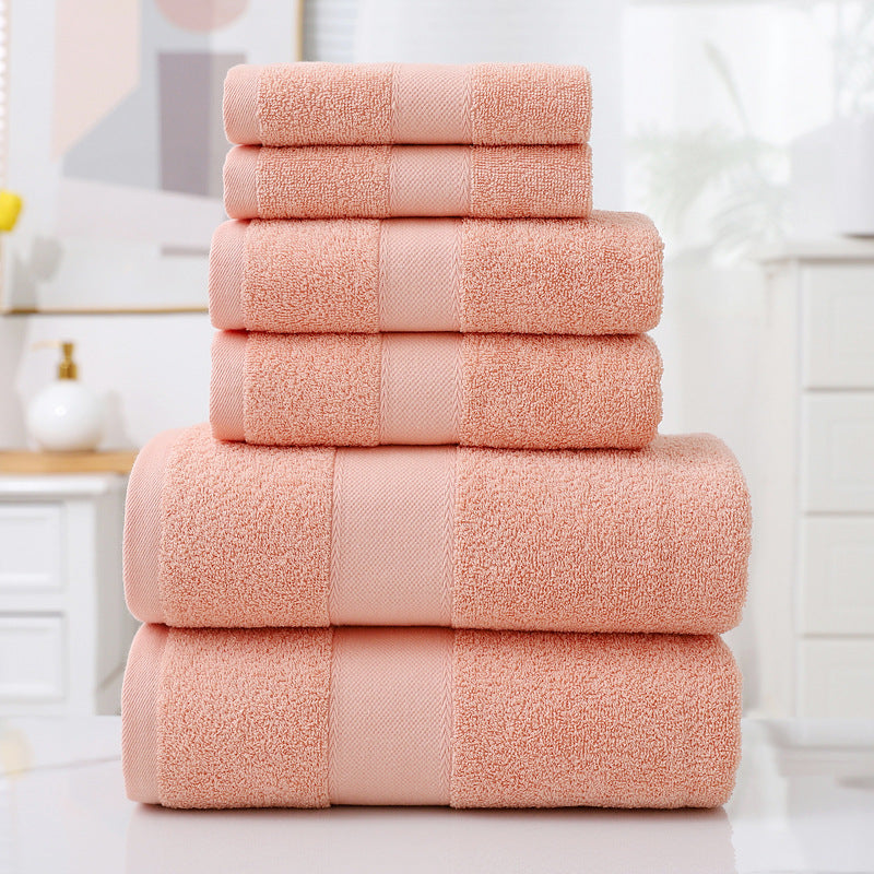 Home Simple Cotton Absorbent Towel Bath Towel 6-Piece Set - One Red Hill