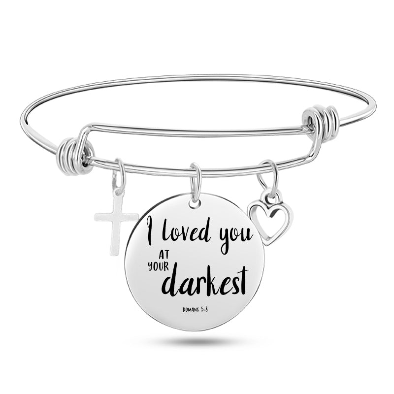 Jesus Christian Bible Scripture Stainless Steel Bangle Bracelet