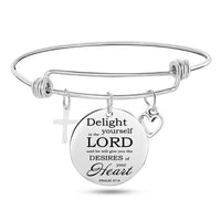 Jesus Christian Bible Scripture Stainless Steel Bangle Bracelet - One Red Hill