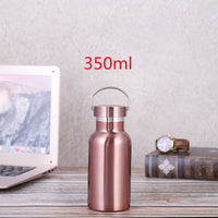 Large-capacity Sports Bottle With All-steel Lid 304 Rose Gold Stainless Steel Vacuum Flask