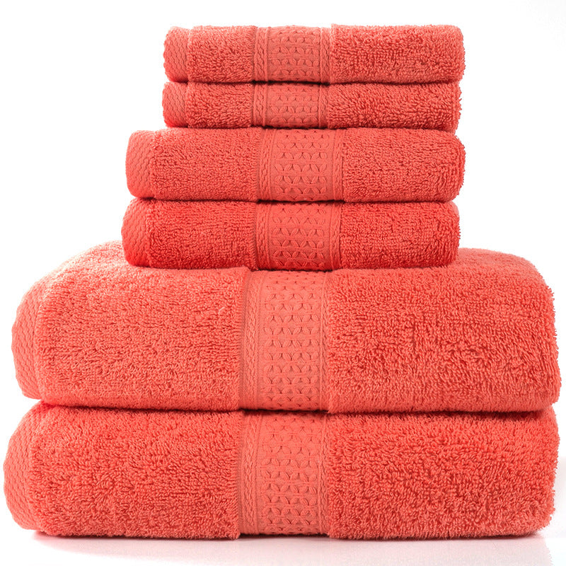 Home Simple Cotton Absorbent Towel Bath Towel 6-Piece Set - One Red Hill