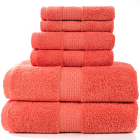 Home Simple Cotton Absorbent Towel Bath Towel 6-Piece Set - One Red Hill
