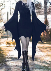 Women Gothic Vintage Slim Hooded Nienna Dress Halloween Carnival Party 