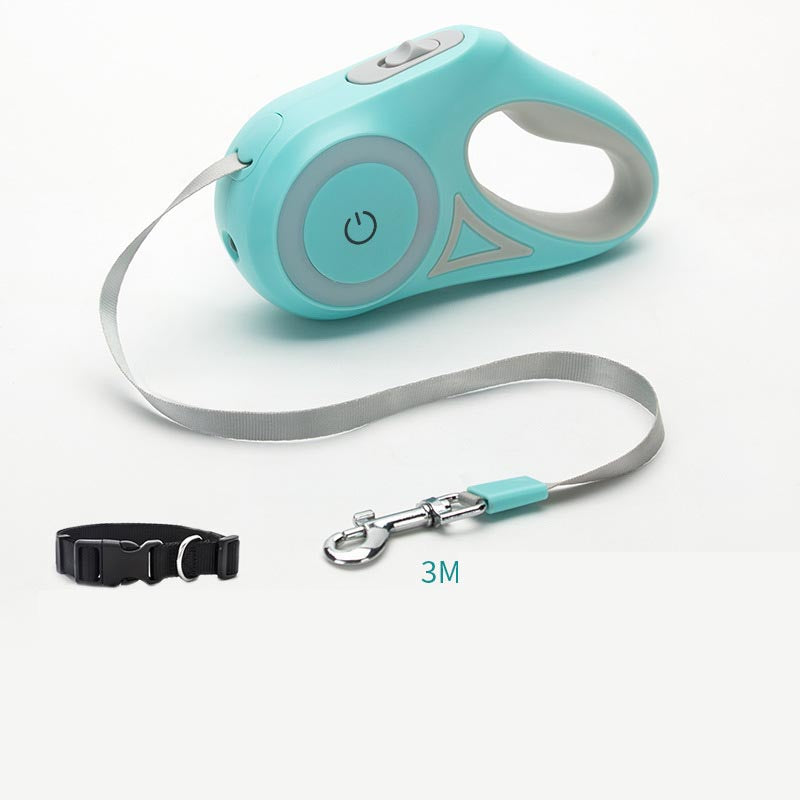 Dog Leash Retractable Leash And Dog Collar Spotlight Automatic Pet Dog Cat Traction Rope For Small Medium Dogs Pet Product - One Red Hill