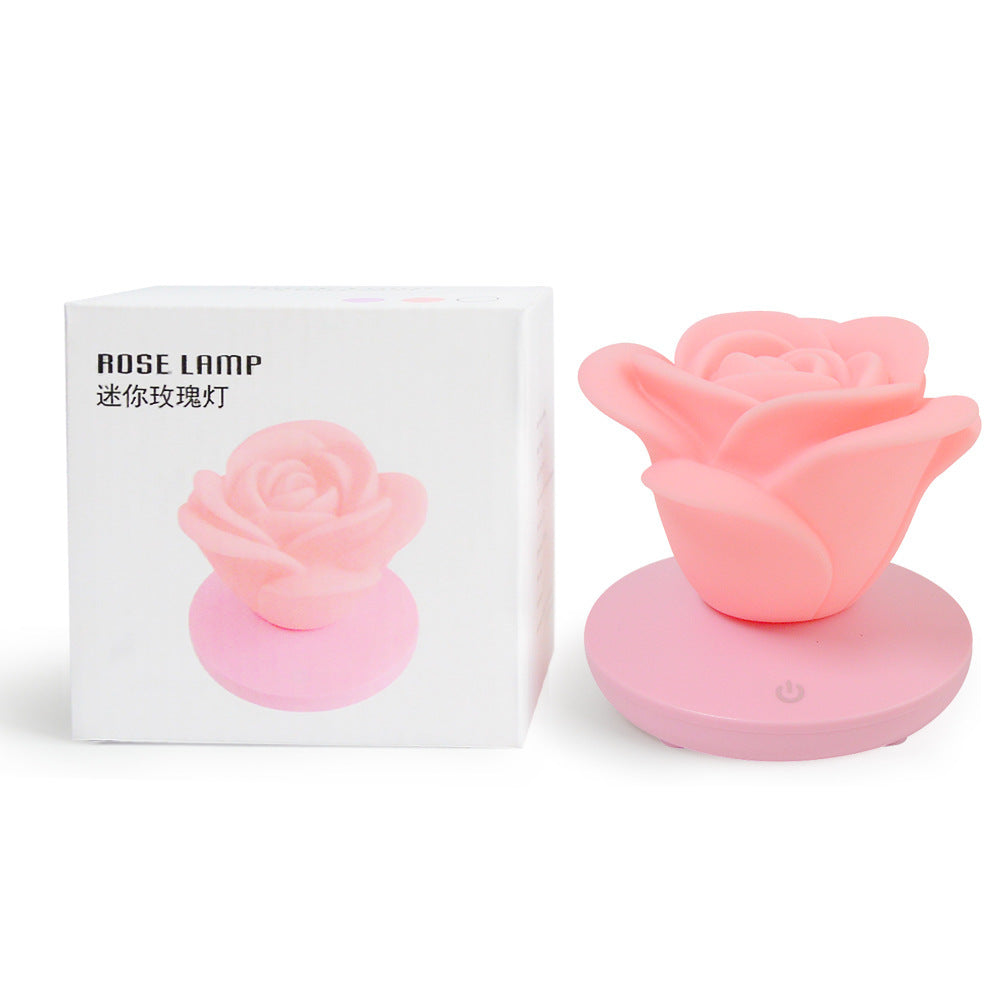 4 Colors Romantic Rose-shape Three Lighting Level Dimming Touch Night Light Valentine's Day Night Light - One Red Hill