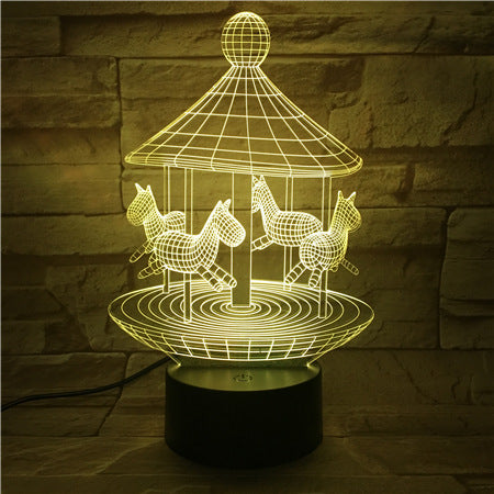 Carousel 3D night light intelligent remote control color change - One Red Hill