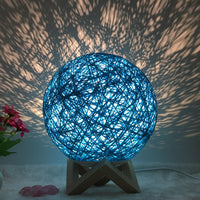 Hot Selling Creative Linen Table Lamp Novel and Unique LED Intelligent USB7 Color RGB16 Color Remote Control Rattan Ball Lamp - One Red Hill