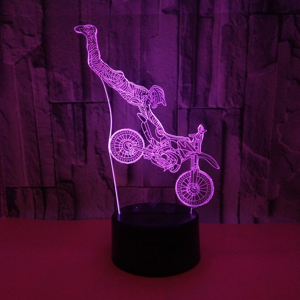 New Stunt Motorcycle 3D Light Colorful Touch Remote Control LED Visual Light - One Red Hill