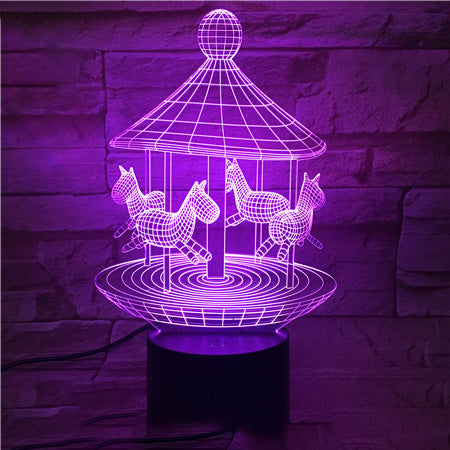 Carousel 3D night light intelligent remote control color change - One Red Hill