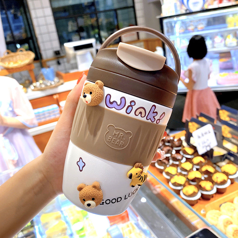 Simple And High-value Stainless Steel Vacuum Flask With Straw