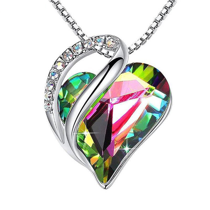 925 Sliver Heart Shaped Geometric Necklace - One Red Hill