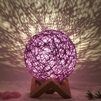 Hot Selling Creative Linen Table Lamp Novel and Unique LED Intelligent USB7 Color RGB16 Color Remote Control Rattan Ball Lamp - One Red Hill