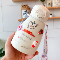 Net Red Pot-bellied Vacuum Flask Stainless Steel Cartoon Straw
