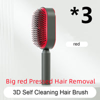 Self Cleaning Hair Brush For Women One-key Cleaning Hair Loss Airbag Massage Scalp Comb Anti-Static Hairbrush - One Red Hill