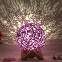 Hot Selling Creative Linen Table Lamp Novel and Unique LED Intelligent USB7 Color RGB16 Color Remote Control Rattan Ball Lamp - One Red Hill