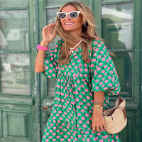 Vintage Printed Bohemian Dress Elegant Ladies Casual Loose