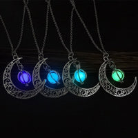 Fashion Moon Natural Glowing Stone Healing Necklace Women Gift Charm Luminous Pendant Necklace Jewelry - One Red Hill