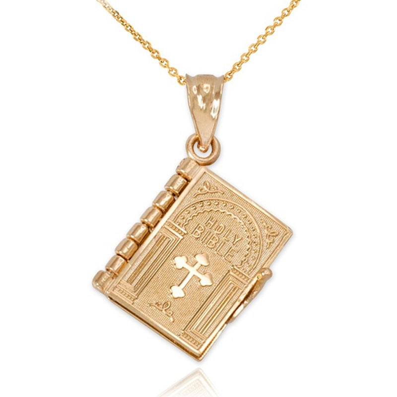 Religion Necklace Openable Holy Bible Book Pendant Necklaces Christian Jewelry