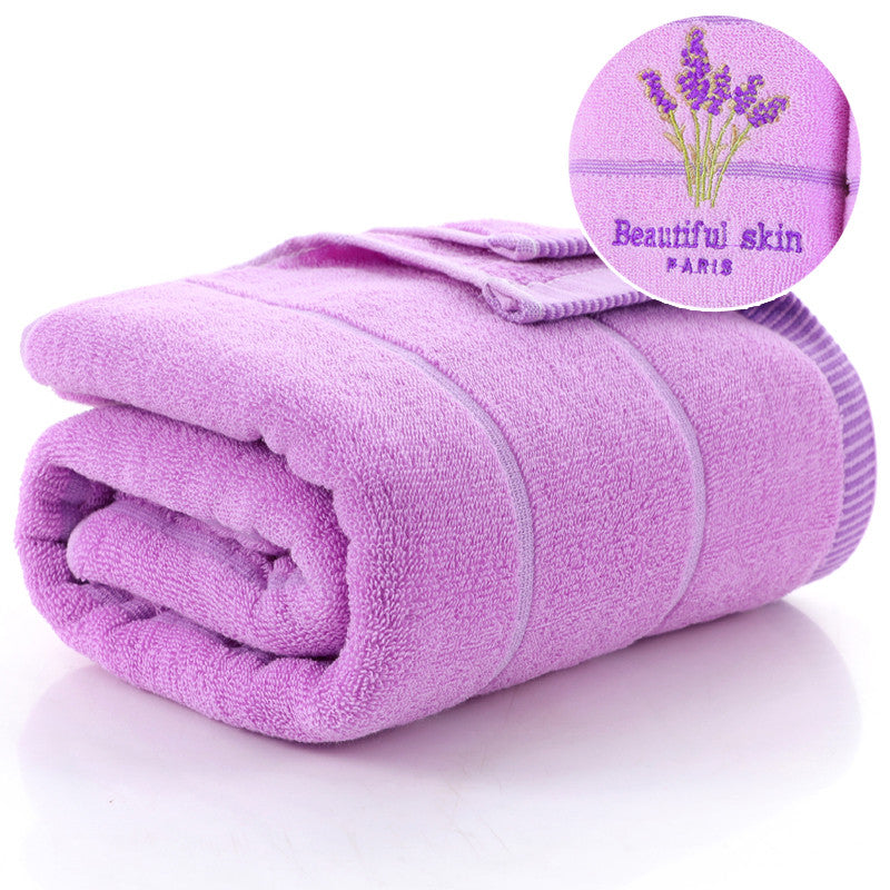 Lavender Soft Absorbent Embroidered Striped Bath Towel