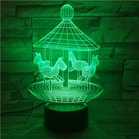 Carousel 3D night light intelligent remote control color change - One Red Hill