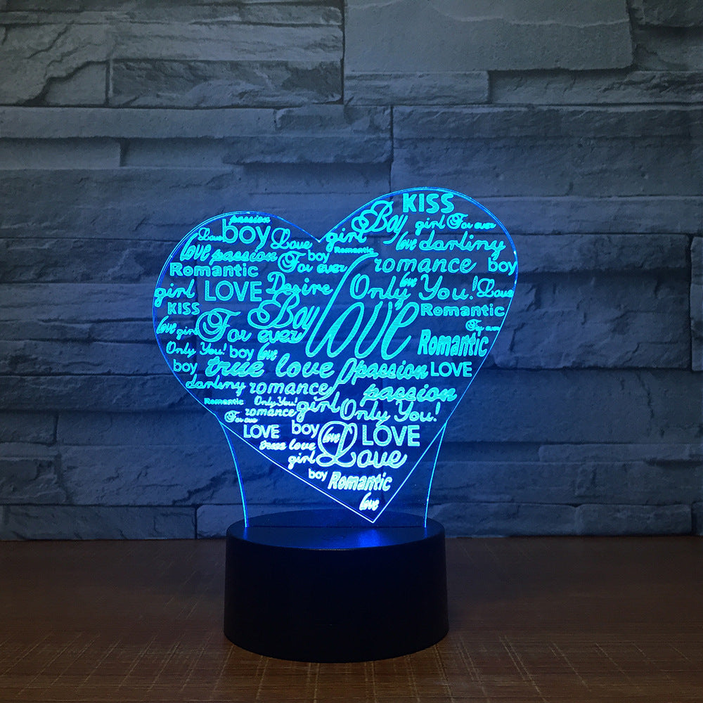 Creative 3D Graffiti Love Smart Remote Control Night Light - One Red Hill