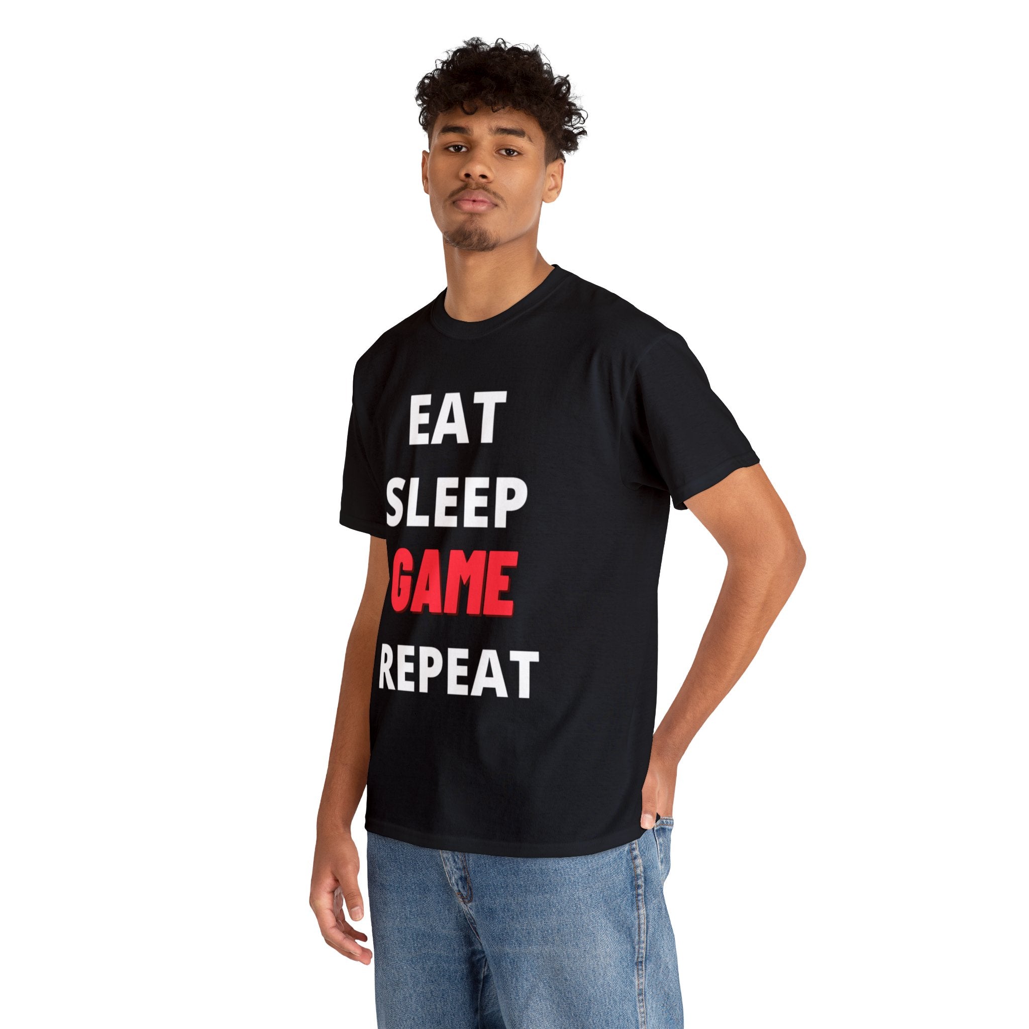 Eat - Sleep - GAME - Repeat.    Unisex Heavy Cotton Tee T-Shirt - One Red Hill