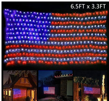 American Flag Net Light Independence Day Decorative String Lights Solar Flag - One Red Hill
