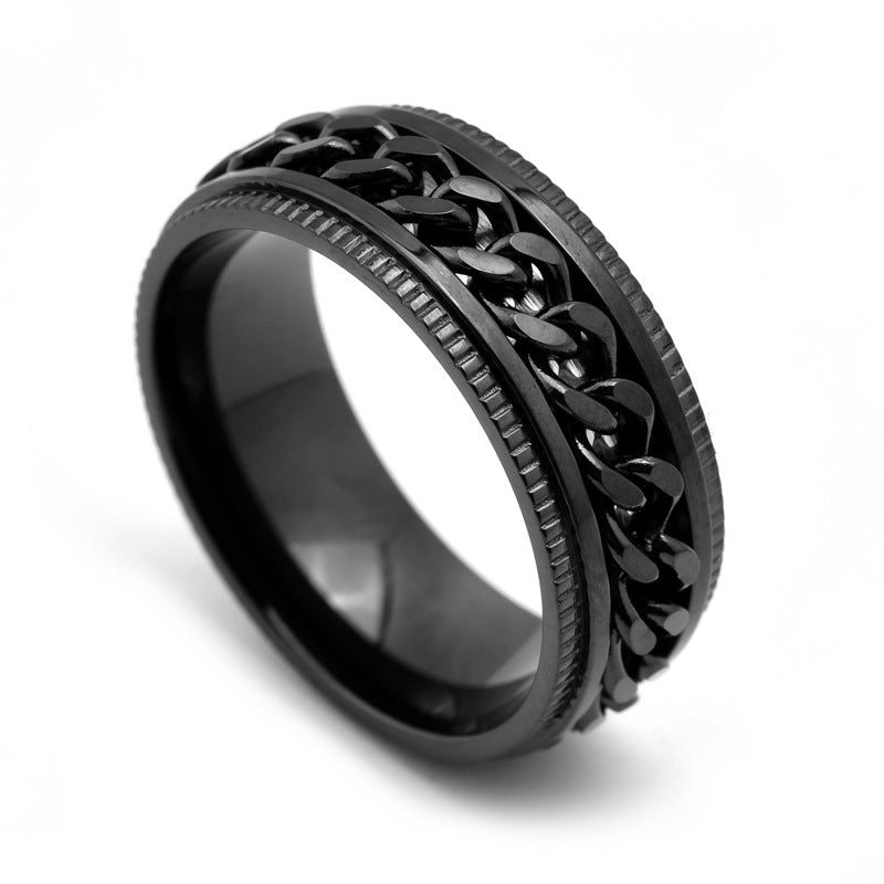 Mens Stainless Steel Spinner Rings Men Cool Fidget Band - One Red Hill