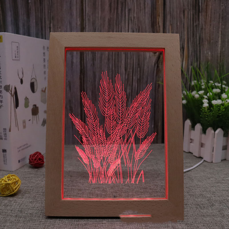 Solid Wood Colorful Remote Control Photo Frame Lights Multiple Images Creative Gifts - One Red Hill