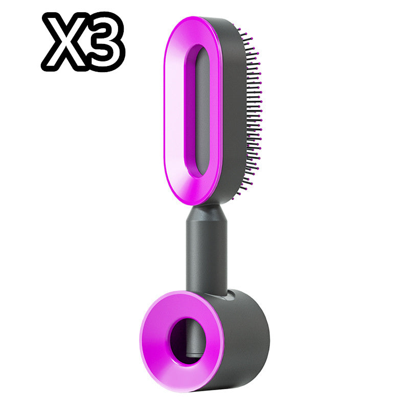 Self Cleaning Hair Brush For Women One-key Cleaning Hair Loss Airbag Massage Scalp Comb Anti-Static Hairbrush - One Red Hill