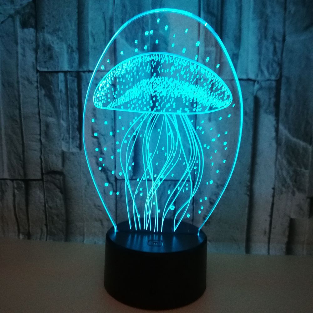 New jellyfish 3D night light remote control 3D light colorful touch led visual light gift atmosphere 3D table light