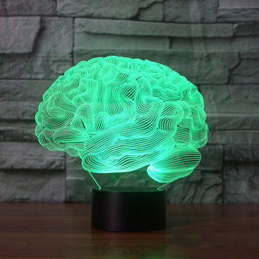 Foreign trade new brain 2 3D lamp LED colorful remote control lamp 3D light acrylic visual lamp 3620 - One Red Hill