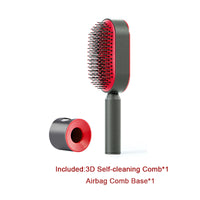 Self Cleaning Hair Brush For Women One-key Cleaning Hair Loss Airbag Massage Scalp Comb Anti-Static Hairbrush - One Red Hill