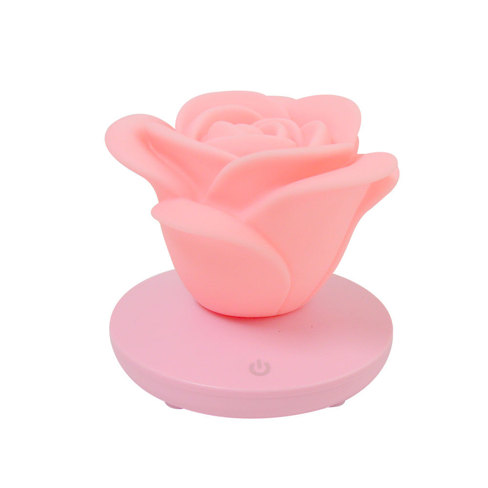 4 Colors Romantic Rose-shape Three Lighting Level Dimming Touch Night Light Valentine's Day Night Light - One Red Hill
