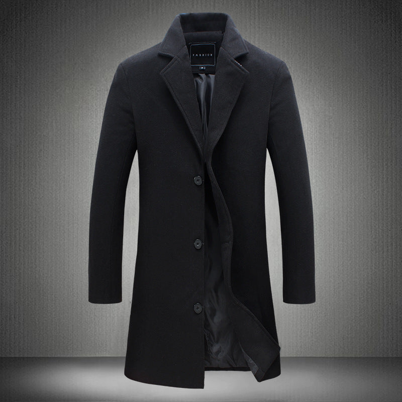 2023 Autumn Mens Solid Color Casual Business Woolen Coats